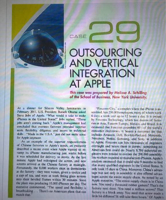 Question2 29 CASE le OUTSOURCING AND VERTICAL