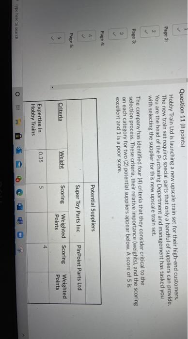 Page 2 2 Question 11 (8 points) Hobby Train Ltd