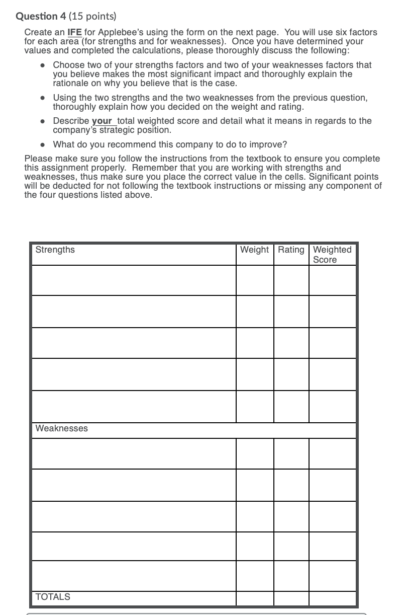 Question 4 (15 points) Create an IFE for