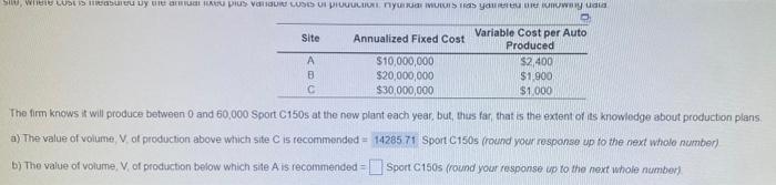 I just need the answer to B Sild, where cost is