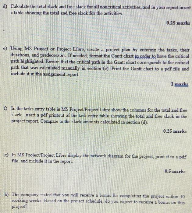 please use MS project ID Predecessor Time D E F G