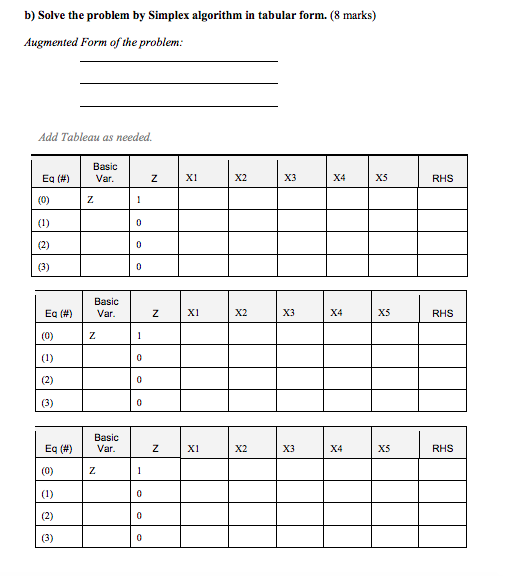 Consider the following Linear Programming (LIP )