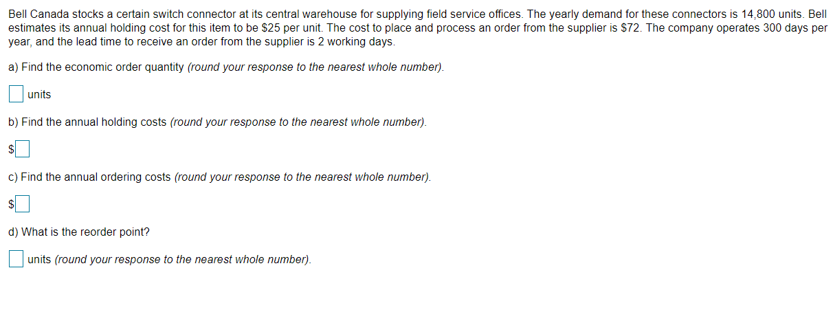 Bell Canada stocks a certain switch connector at
