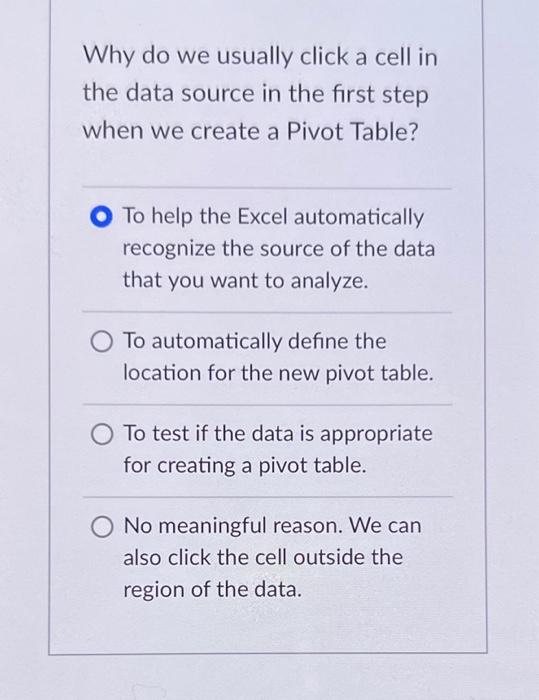 Why do we usually click a cell in the data source