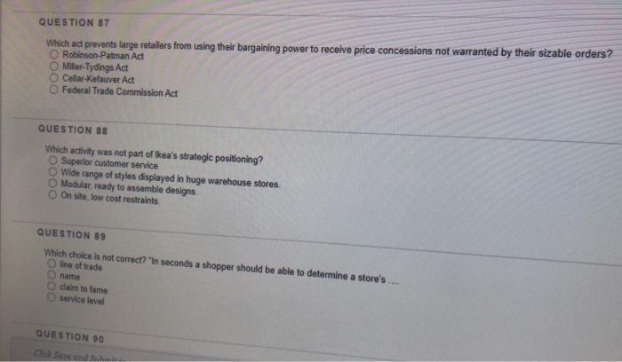 QUESTION 87 Which act prevents large retailers