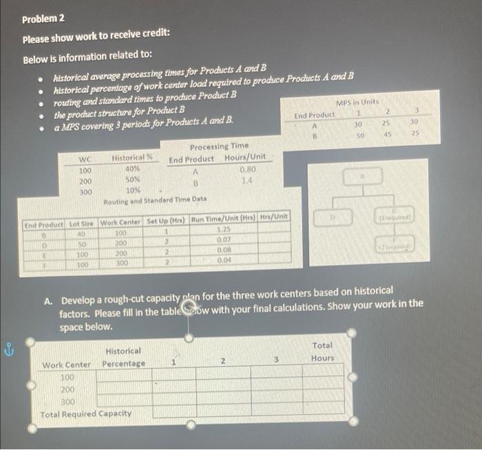 Problem 2 Please show work to receive credit: