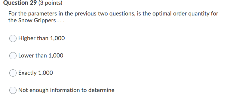 Inventory Models Question 23 (3 points) An