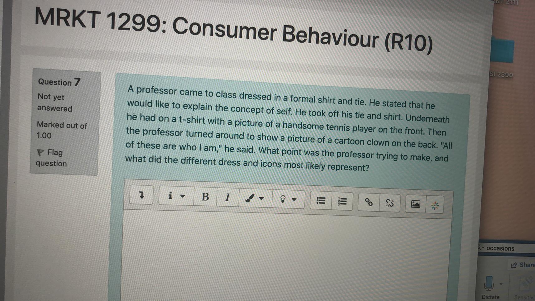 MRKT 1299: Consumer Behaviour (R10) SI 2390