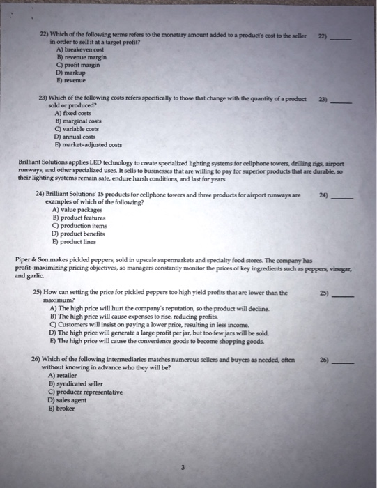 Intro to Business Multiple Choice 2 22) Which of