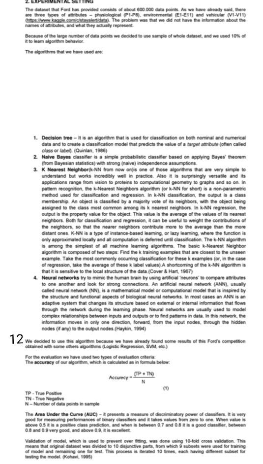 give detailed conclusions The dataset that Ford