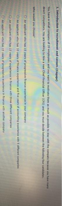 1. Introduction to recruitment and careers