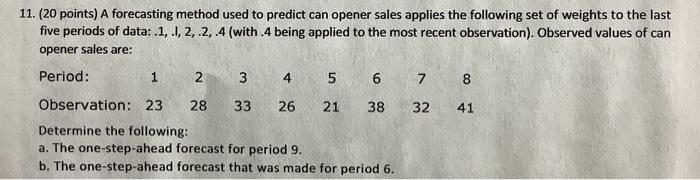 11. (20 points) A forecasting method used to
