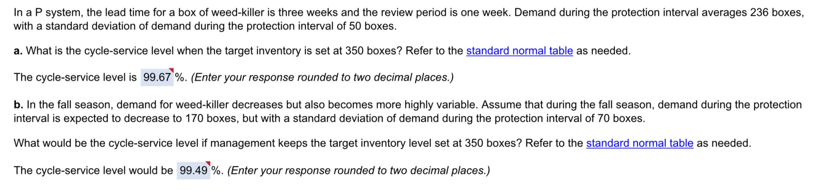 In a P system, the lead time for a box of