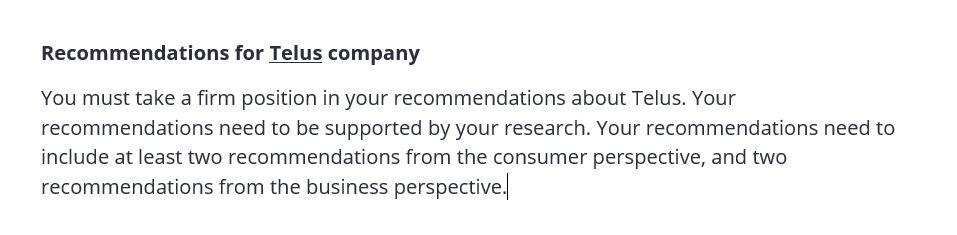 Recommendations for Telus company You must take a