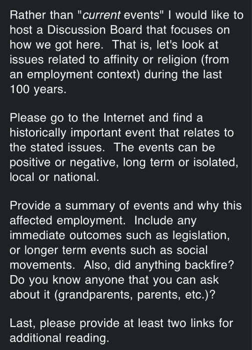 Rather than "current events" I would like to host