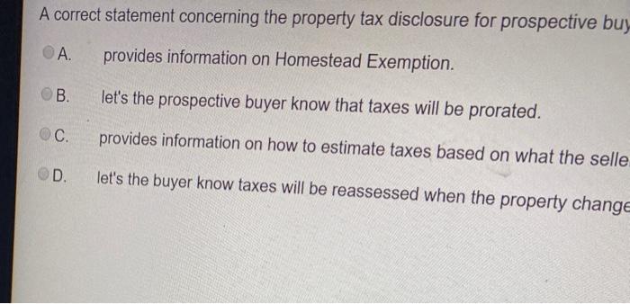 a correct statement concerning the property tax