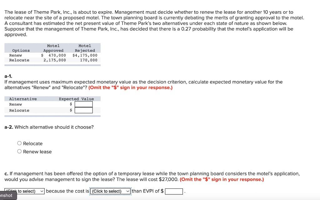 The lease of Theme Park, Inc., is about to