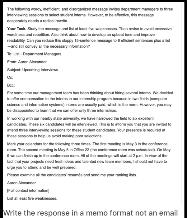 The following wordy, inefficient, and