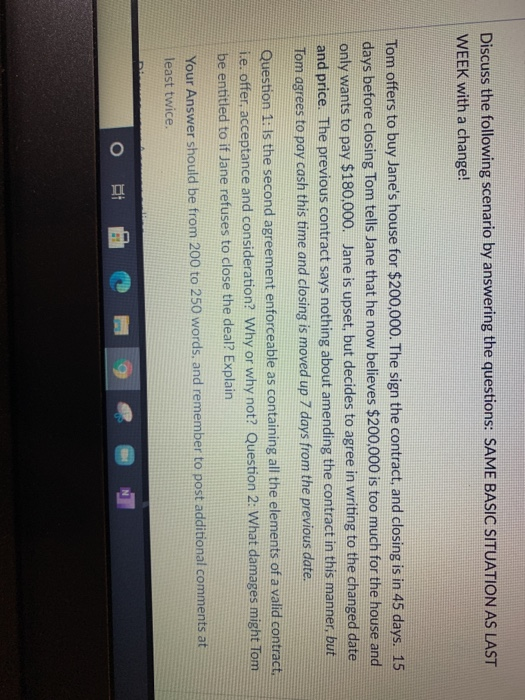 Discuss the following scenario by answering the