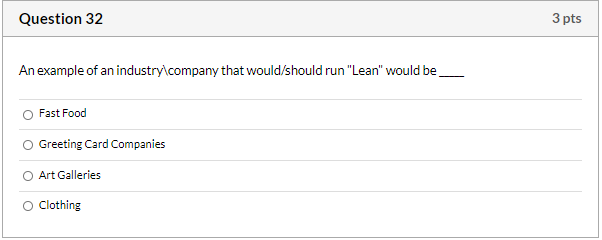 Question 29 3 pts If your store is open 365 days