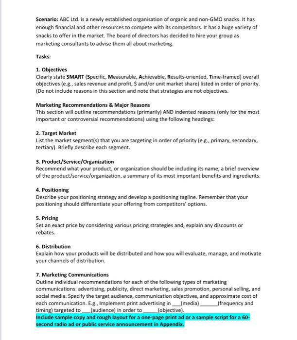 marketing simulation Scenario: ABC Ltd. is a