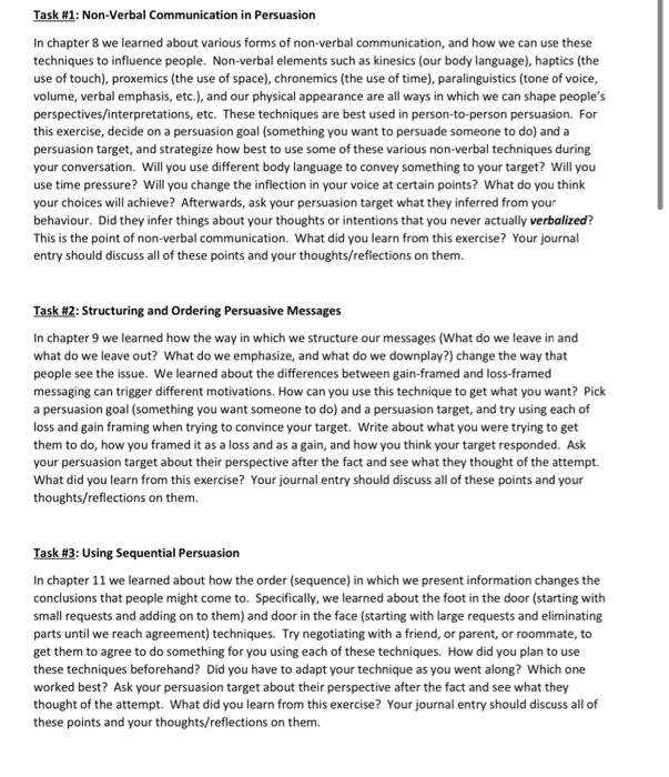marketing Task #1: Non-Verbal Communication in