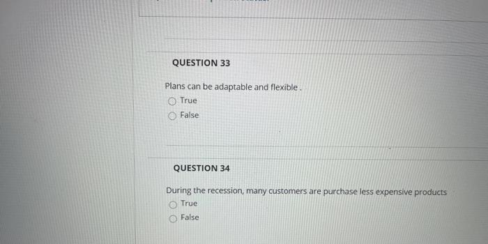 fast fast without explain QUESTION 33 Plans can