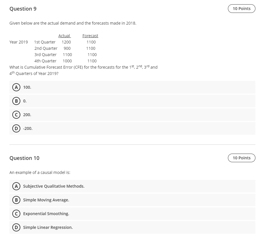 Exam Content Question 1 10 Points Which one is a