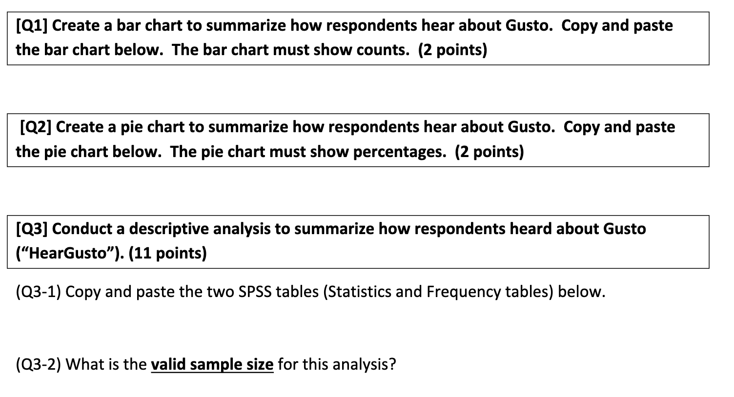 [Q1] Create a bar chart to summarize how