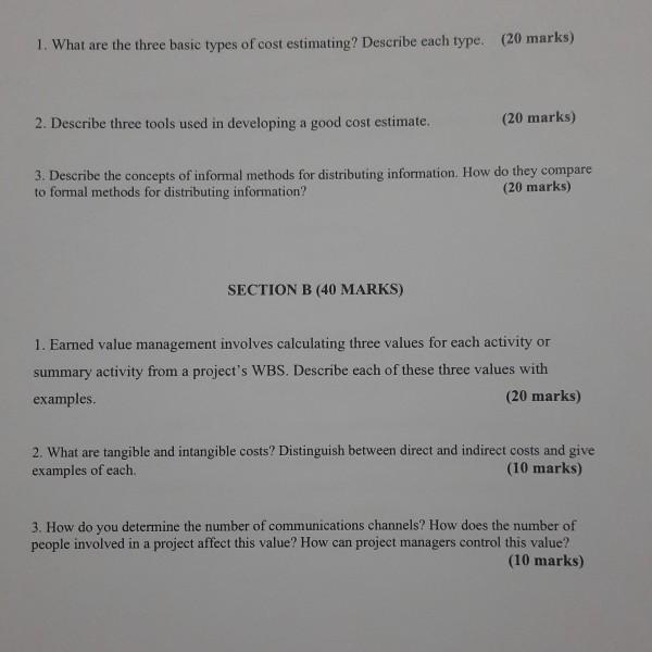 1. What are the three basic types of cost