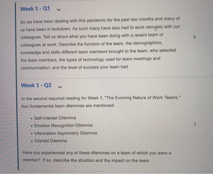Week 1 - Q1 3 So we have been dealing with this