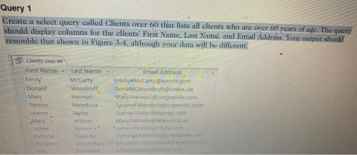 Please answer with all the steps in access Query