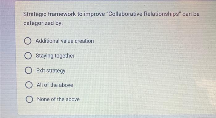 Strategic framework to improve "Collaborative