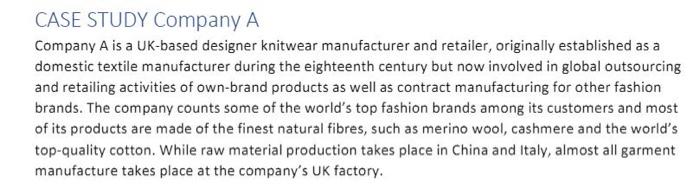 CASE STUDY Company A Company A is a UK-based