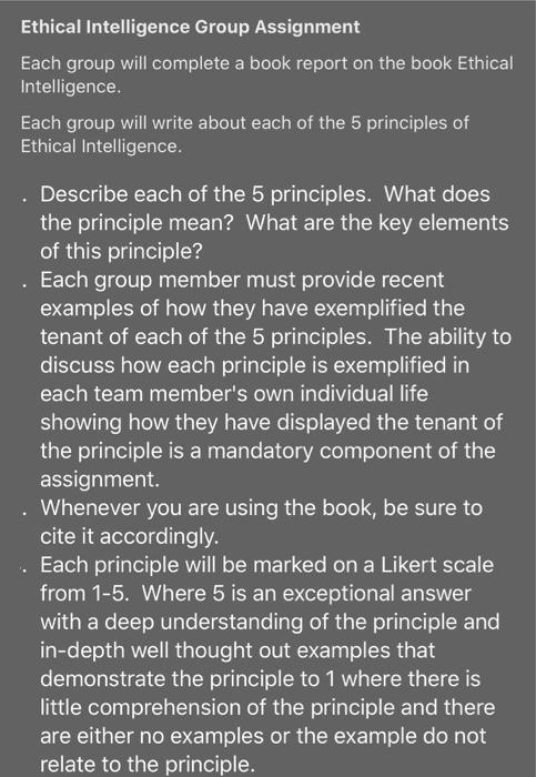 Ethical Intelligence Group Assignment Each group