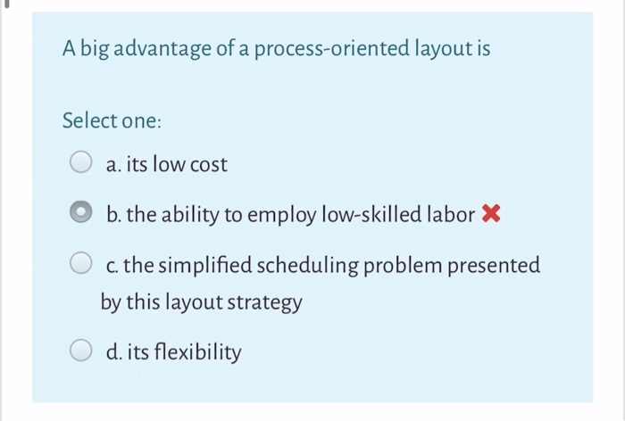 A big advantage of a process-oriented layout is