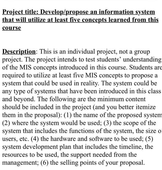 Develop a proposal for an Informational System