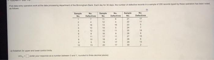 Five data entry on the processing department of