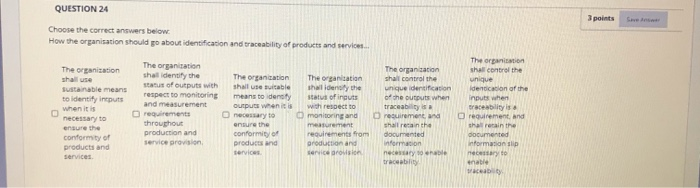 QUESTION 24 3 points Choose the correct answers