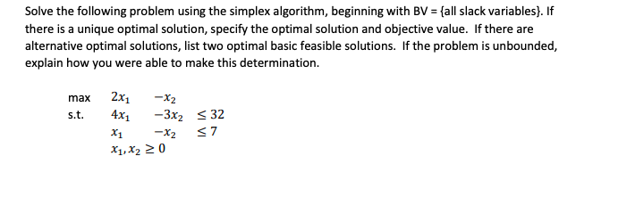 Solve the following problem using the simplex
