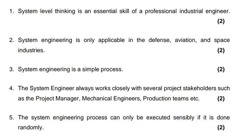 Answer the questions please (true or false) 1.