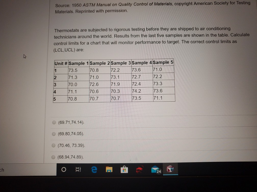 Question 43 4 pts Table 5.11 Factors for