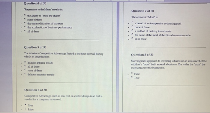 Question 4 of 30 "Regression to the Mean results