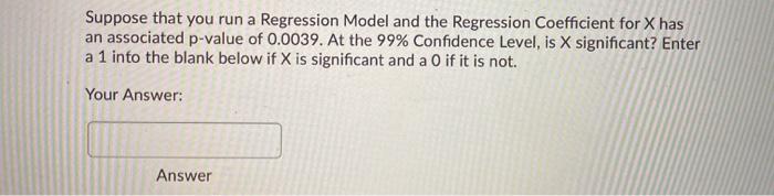 Suppose that you run a Regression Model and the