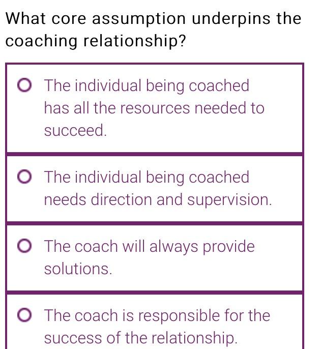 What core assumption underpins the coaching