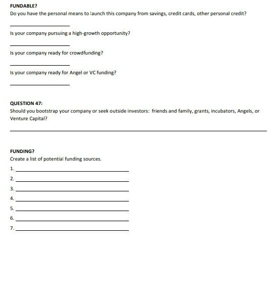 FUNDABLE? Do you have the personal means to