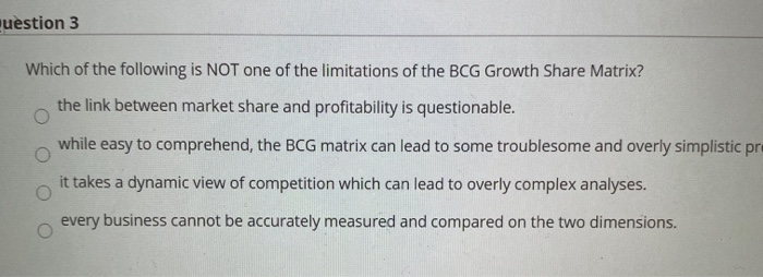 uestion 3 Which of the following is NOT one of