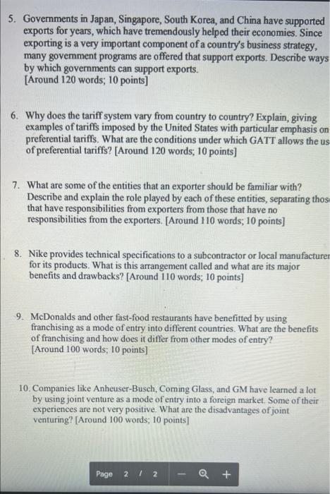 Can you please write 10 points for each