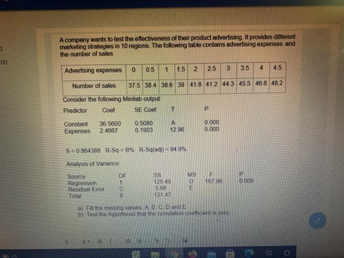 A company wants to test the effectiveness of