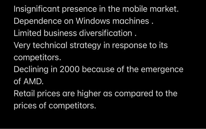 You might define the following Intel problems: